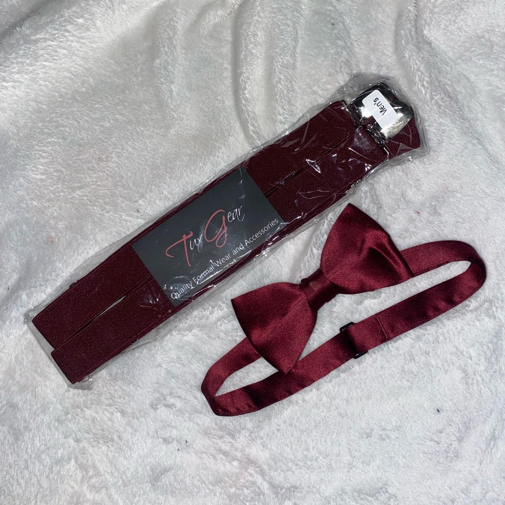 Maroon suspenders w/ bow tie :)